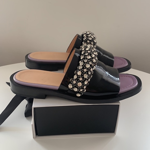 CARVEN leather beaded slide sandals - Picture 3 of 9